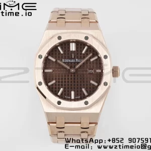 AP Lady Royal Oak 67650 33mm RG ZF 1:1 Best Edition Brown Dial on RG Bracelet ETA Quartz - Super Clone Watch | 1:1 Best Version