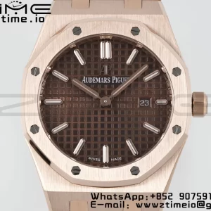 AP Lady Royal Oak 67650 33mm RG ZF 1:1 Best Edition Brown Dial on RG Bracelet ETA Quartz - Super Clone Watch | 1:1 Best Version