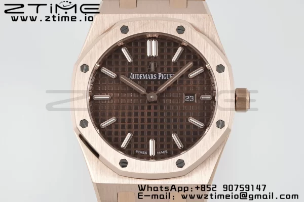 AP Lady Royal Oak 67650 33mm RG ZF 1:1 Best Edition Brown Dial on RG Bracelet ETA Quartz - Super Clone Watch | 1:1 Best Version