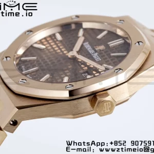 AP Lady Royal Oak 67650 33mm RG ZF 1:1 Best Edition Brown Dial on RG Bracelet ETA Quartz - Super Clone Watch | 1:1 Best Version