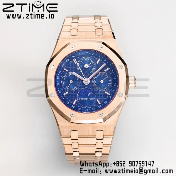 AP Royal Oak 41mm Complicated 26574 RG BBRF1:1 Best Edition Blue Dial on RG Bracelet A5134 - Super Clone Watch | 1:1 Best Version