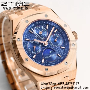 AP Royal Oak 41mm Complicated 26574 RG BBRF1:1 Best Edition Blue Dial on RG Bracelet A5134 - Super Clone Watch | 1:1 Best Version