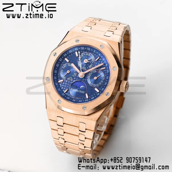 AP Royal Oak 41mm Complicated 26574 RG BBRF1:1 Best Edition Blue Dial on RG Bracelet A5134 - Super Clone Watch | 1:1 Best Version