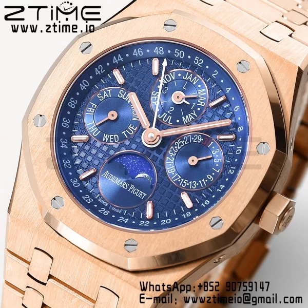 AP Royal Oak 41mm Complicated 26574 RG BBRF1:1 Best Edition Blue Dial on RG Bracelet A5134 - Super Clone Watch | 1:1 Best Version