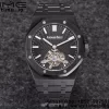 AP Royal Oak PVD Tourbillon R8F Best Edition Black Sunburst Tapisserie Dial on PVD Bracelet V3 - Super Clone Watch | 1:1 Best Version