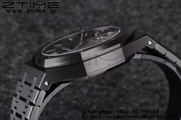 AP Royal Oak PVD Tourbillon R8F Mejor Edición Esfera Negra Sunburst Tapisserie con Brazalete de PVD V3 - Reloj Super Clon | 1:1 Mejor Versión