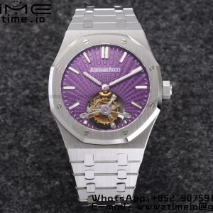 AP Royal Oak 2018 SIHH SS Tourbillon R8F Purple Sunburst Tapisserie Dial on SS Bracelet V3 - Super Clone Watch | 1:1 Best Version