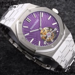 AP Royal Oak 2018 SIHH SS Tourbillon R8F Purple Sunburst Tapisserie Dial on SS Bracelet V3 - Super Clone Watch | 1:1 Best Version