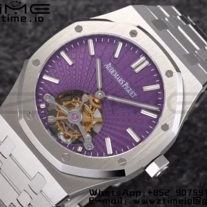 AP Royal Oak 2018 SIHH SS Tourbillon R8F Purple Sunburst Tapisserie Dial on SS Bracelet V3 - Super Clone Watch | 1:1 Best Version