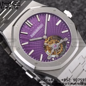 AP Royal Oak 2018 SIHH SS Tourbillon R8F Purple Sunburst Tapisserie Dial on SS Bracelet V3 - Super Clone Watch | 1:1 Best Version