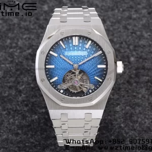 AP Royal Oak 2018 SIHH SS Tourbillon R8F Blue Sunburst Tapisserie Dial on SS Bracelet V3 - Super Clone Watch | 1:1 Best Version