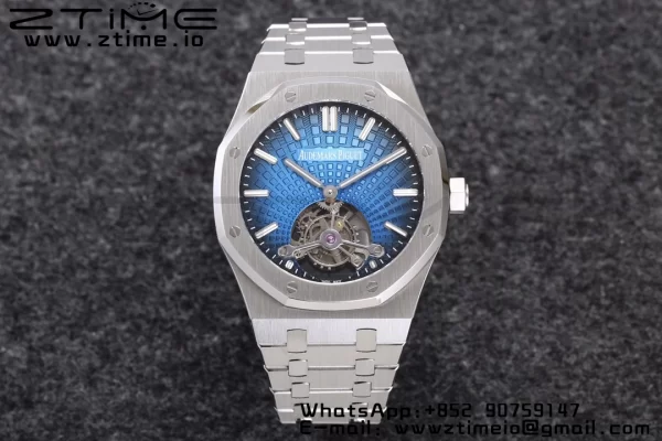 AP Royal Oak 2018 SIHH SS Tourbillon R8F Blue Sunburst Tapisserie Dial on SS Bracelet V3 - Super Clone Watch | 1:1 Best Version