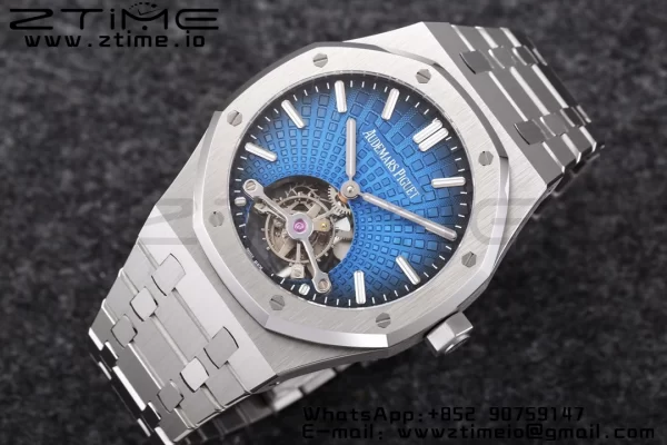 AP Royal Oak 2018 SIHH SS Tourbillon R8F Blue Sunburst Tapisserie Dial on SS Bracelet V3 - Super Clone Watch | 1:1 Best Version