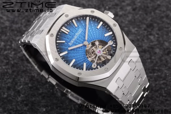 AP Royal Oak 2018 SIHH SS Tourbillon R8F Blue Sunburst Tapisserie Dial on SS Bracelet V3 - Super Clone Watch | 1:1 Best Version