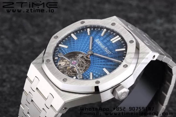 AP Royal Oak 2018 SIHH SS Tourbillon R8F Blue Sunburst Tapisserie Dial on SS Bracelet V3 - Super Clone Watch | 1:1 Best Version