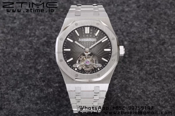 AP Royal Oak 2018 SIHH SS Tourbillon R8F Gray Sunburst Tapisserie Dial on SS Bracelet V3 - Super Clone Watch | 1:1 Cea mai bună versiune