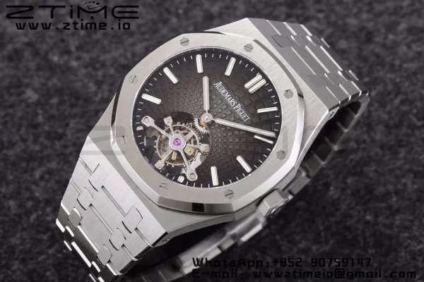AP Royal Oak 2018 SIHH SS Tourbillon R8F Gray Sunburst Tapisserie Dial on SS Bracelet V3 - Super Clone Watch | 1:1 Cea mai bună versiune