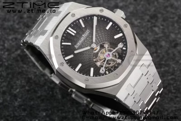 AP Royal Oak 2018 SIHH SS Tourbillon R8F Gray Sunburst Tapisserie Dial on SS Bracelet V3 - Super Clone Watch | 1:1 Cea mai bună versiune