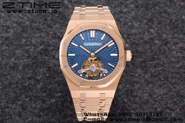 AP Royal Oak 2018 SIHH RG Tourbillon R8F Blue  Tapisserie Dial on RG Bracelet V3 - Super Clone Watch | 1:1 Best Version