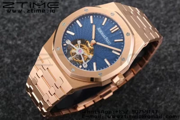 AP Royal Oak 2018 SIHH RG Tourbillon R8F Blue  Tapisserie Dial on RG Bracelet V3 - Super Clone Watch | 1:1 Best Version
