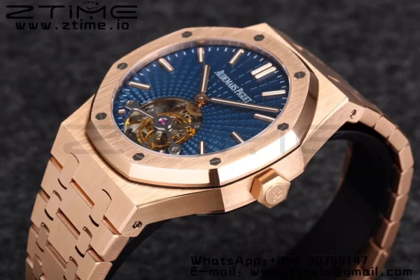 AP Royal Oak 2018 SIHH RG Tourbillon R8F Blue  Tapisserie Dial on RG Bracelet V3 - Super Clone Watch | 1:1 Best Version