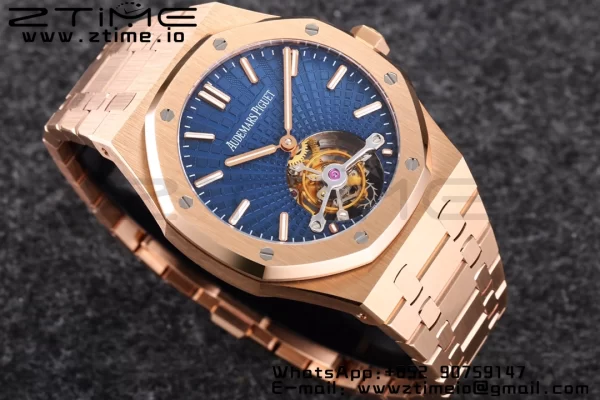 AP Royal Oak 2018 SIHH RG Tourbillon R8F Blue  Tapisserie Dial on RG Bracelet V3 - Super Clone Watch | 1:1 Best Version