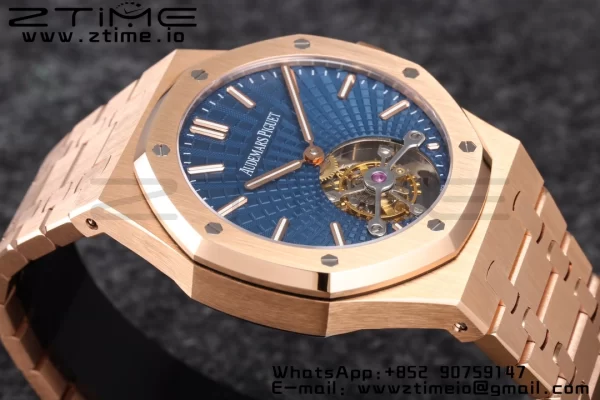 AP Royal Oak 2018 SIHH RG Tourbillon R8F Blue  Tapisserie Dial on RG Bracelet V3 - Super Clone Watch | 1:1 Best Version