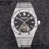 AP Royal Oak 2018 SIHH SS Tourbillon R8F Diamond Bezel Black Sunburst Tapisserie Dial on SS Bracelet V3 - スーパークローンウォッチ｜1:1ベストバージョン