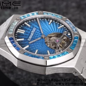 AP Royal Oak 2018 SIHH SS Tourbillon R8F Diamond Bezel Blue Sunburst Tapisserie Dial on SS Bracelet V3 - Super Clone Watch | 1:1 Best Version