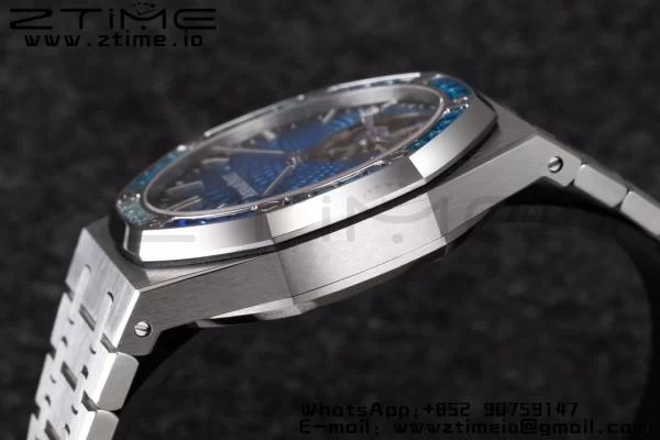 AP Royal Oak 2018 SIHH SS Tourbillon R8F Diamond Bezel Blue Sunburst Tapisserie Dial on SS Bracelet V3 - Super Clone Watch | 1:1 Best Version