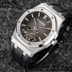 AP Royal Oak 2018 SIHH SS Tourbillon R8F Gray Sunburst Tapisserie Dial on Black Rubber Strap V3 - Super Clone Watch | 1:1 Best Version