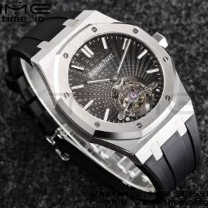 AP Royal Oak 2018 SIHH SS Tourbillon R8F Gray Sunburst Tapisserie Dial on Black Rubber Strap V3 - Super Clone Watch | 1:1 Best Version