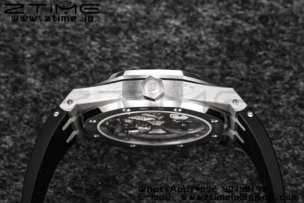 AP Royal Oak 2018 SIHH SS Tourbillon R8F Gray Sunburst Tapisserie Dial on Black Rubber Strap V3 - Super Clone Watch | 1:1 Best Version