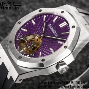 AP AP Royal Oak 2018 SIHH SS Tourbillon R8F Purple Sunburst Tapisserie Dial on Black Rubber Strap V3 - Super Clone Watch | 1:1 Best Version