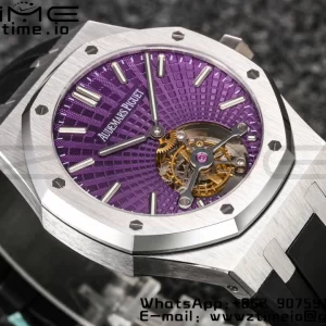 AP AP Royal Oak 2018 SIHH SS Tourbillon R8F Purple Sunburst Tapisserie Dial on Black Rubber Strap V3 - Super Clone Watch | 1:1 Best Version