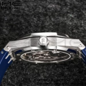 AP Royal Oak 2018 SIHH SS Tourbillon R8F Graduated Blue Checkered Dial on Blue Rubber Strap V3 - Super Clone Watch | 1:1 Best Version