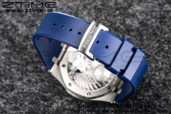 AP Royal Oak 2018 SIHH SS Tourbillon R8F Graduated Blue Checkered Dial on Blue Rubber Strap V3 - Super Clone Watch | 1:1 Best Version
