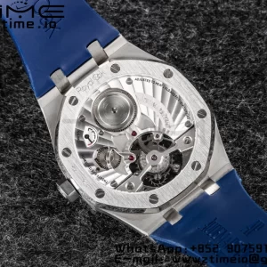 AP Royal Oak 2018 SIHH SS Tourbillon R8F Graduated Blue Checkered Dial on Blue Rubber Strap V3 - Super Clone Watch | 1:1 Best Version