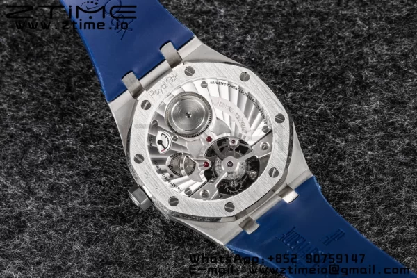 AP Royal Oak 2018 SIHH SS Tourbillon R8F Graduated Blue Checkered Dial on Blue Rubber Strap V3 - Super Clone Watch | 1:1 Best Version