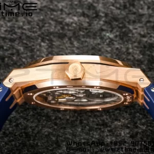 AP Royal Oak 2018 SIHH RG Tourbillon R8F Graduated Blue Checkered Dial on Blue Rubber Strap V3 - Super Clone Watch | 1:1 Best Version