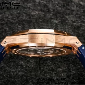 AP Royal Oak 2018 SIHH RG Tourbillon R8F Graduated Blue Checkered Dial on Blue Rubber Strap V3 - Super Clone Watch | 1:1 Best Version