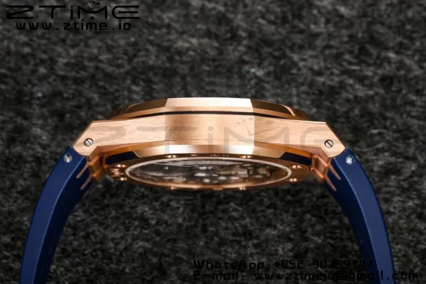AP Royal Oak 2018 SIHH RG Tourbillon R8F Graduated Blue Checkered Dial on Blue Rubber Strap V3 - Super Clone Watch | 1:1 Best Version
