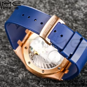 AP Royal Oak 2018 SIHH RG Tourbillon R8F Graduated Blue Checkered Dial on Blue Rubber Strap V3 - Super Clone Watch | 1:1 Best Version