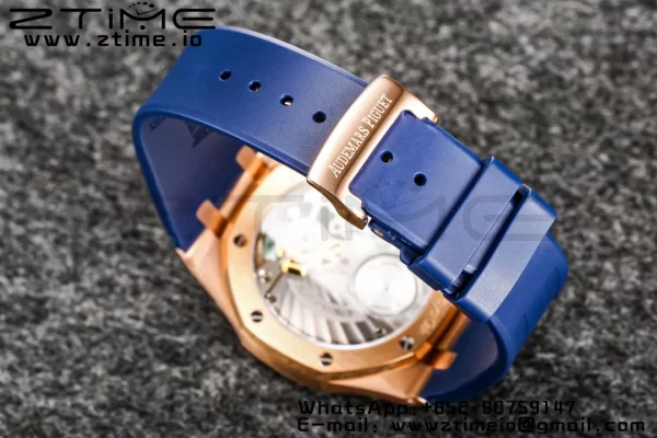 AP Royal Oak 2018 SIHH RG Tourbillon R8F Graduated Blue Checkered Dial on Blue Rubber Strap V3 - Super Clone Watch | 1:1 Best Version