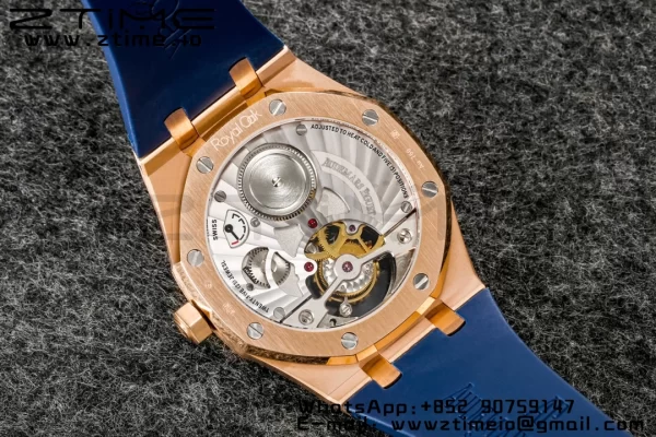 AP Royal Oak 2018 SIHH RG Tourbillon R8F Graduated Blue Checkered Dial on Blue Rubber Strap V3 - Super Clone Watch | 1:1 Best Version