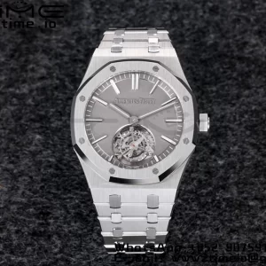 AP Royal Oak SS Tourbillon R8F Pure Gray Dial Sticker Makers on Bracelet Flying Tourb - Super Clone Watch | 1:1 Best Version