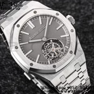 AP Royal Oak SS Tourbillon R8F Pure Gray Dial Sticker Makers on Bracelet Flying Tourb - Super Clone Watch | 1:1 Best Version