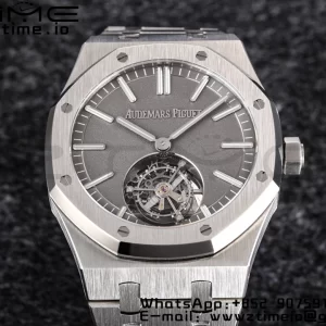 AP Royal Oak SS Tourbillon R8F Pure Gray Dial Sticker Makers on Bracelet Flying Tourb - Super Clone Watch | 1:1 Best Version
