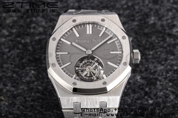 AP Royal Oak SS Tourbillon R8F Pure Gray Dial Sticker Makers on Bracelet Flying Tourb - Super Clone Watch | 1:1 Best Version