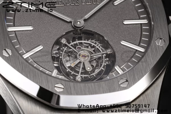AP Royal Oak SS Tourbillon R8F Pure Gray Dial Sticker Makers on Bracelet Flying Tourb - Super Clone Watch | 1:1 Best Version